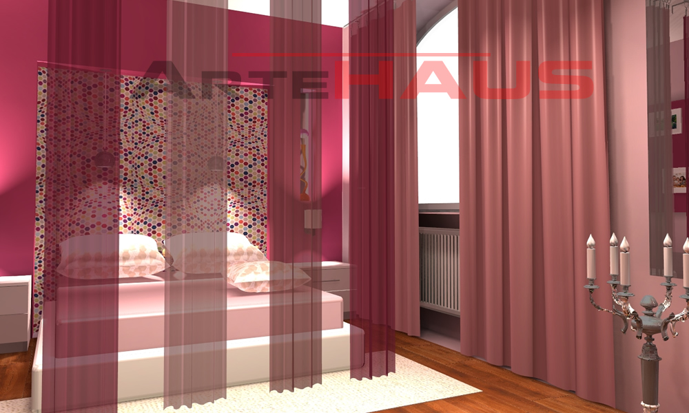 Romantyczna sypialnia - projekt 3D